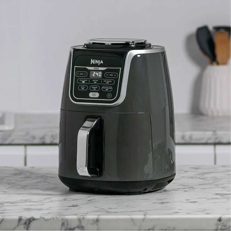 Ninja AF160EU Max Heißluftfritteuse, ohne Fett, 1750 Watt, 5,2 Liter Garraum, antihaftbeschichtet, 6 Garfunktionen, Timer, grau, schwarz – Bild 2