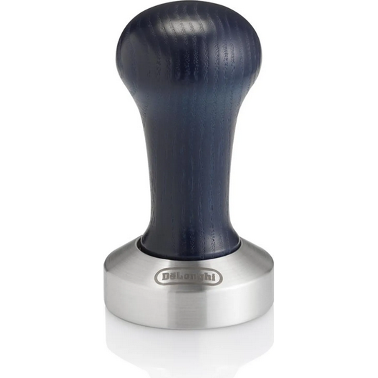 De'Longhi DLSC058 Kaffee-Tamper aus Edelstahl mit Holzgriff, Blau, Silber