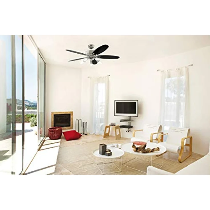 Westinghouse Lighting 132 cm Deckenventilator Arius 72559 mit fünf Leuchten und fünf Flügeln, Ausführung in Chrom mit Opalmilchglas, 7255940 – Bild 6