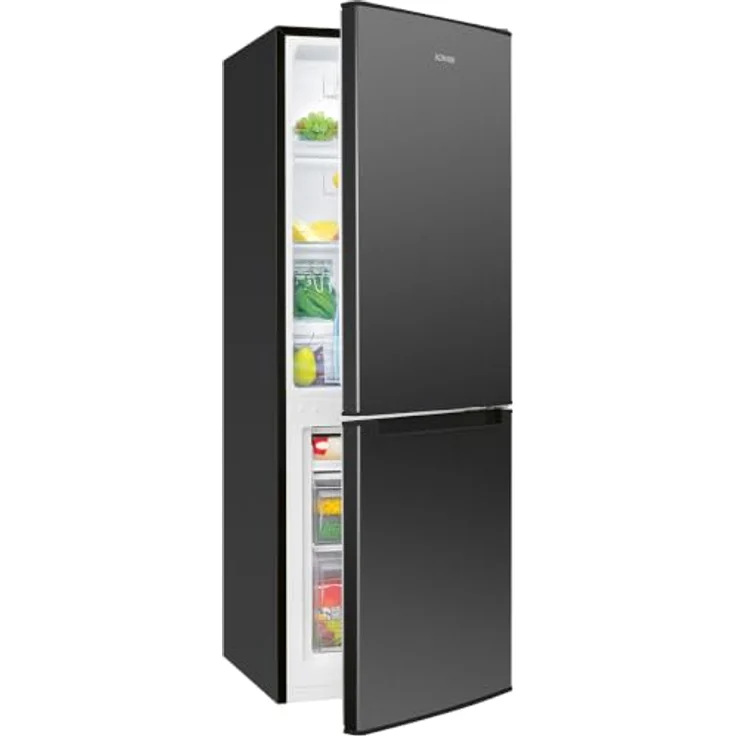Bomann® KG 320.3 Kühlschrank mit Gefrierfach, 143 cm, Kühl-Gefrierkombination in dark-inox, 173L, leise, Türanschlag wechselbar – Bild 1