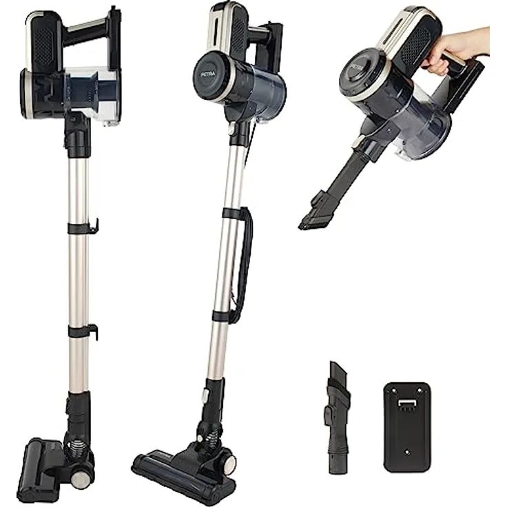 Petra PF01625VDE Turbo-Staubsauger - 600ml Staubbehälter, wandelt Sich zu Einer Handheld-Einheit um, motorisierte LED-Bodenbürste, 2 in 1 Fugendüse und Bürstenwerkzeug, Ersatzh HEPA-Filter, 600W
