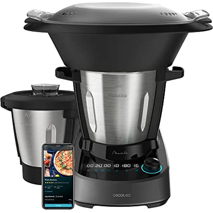 Cecotec Multifunktions-Küchenroboter Mambo 11090 Habana, 1600 W, 37 Funktionen, App, Waage, Antihaftbeschichtete Habana-Kanne, 3,3-Liter-Edelstahlkanne, Spülmaschinenfest, Rezeptbuch, Zubehör