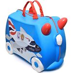 TRUNKI Trolley Amelia Das Flugzeug (BA Blau) | Handgepäck und Kinderkoffer zum Draufsitzen | Ideales Reisegeschenk für Mädchen und Jungen