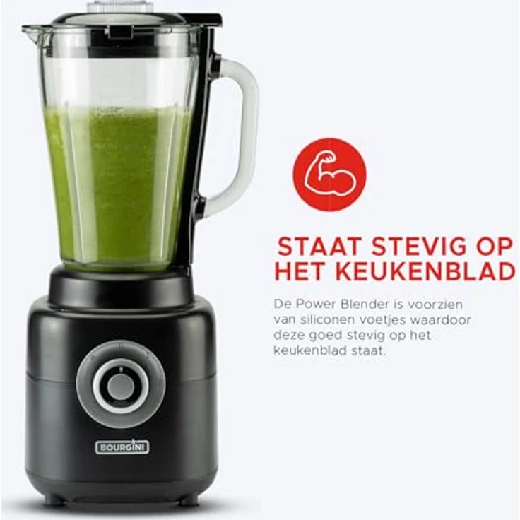 Bourgini 21.3002.00.00, Standmixer mit 1000 Watt Leistung, herausnehmbarem Behälter, transparent schwarz – Bild 6