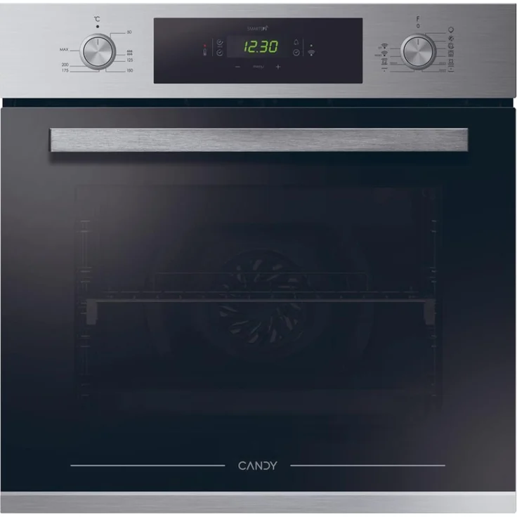 Candy FCM925XRLE0, Einbaubackofen mit Dampfunterstützung, 70 Liter Garraumvolumen, Edelstahl, Touch-LCD-Display, 7 Backofenfunktionen, WLAN-vernetzt