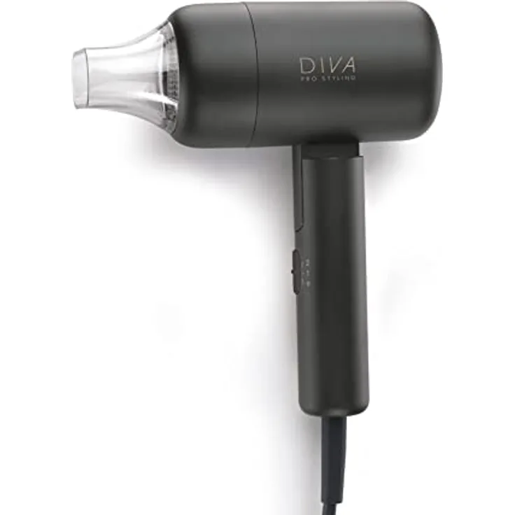 Diva Pro Styling Jet Set 3000 Pro Superkompakter, Leichter Reise-Haartrockner Schwarz