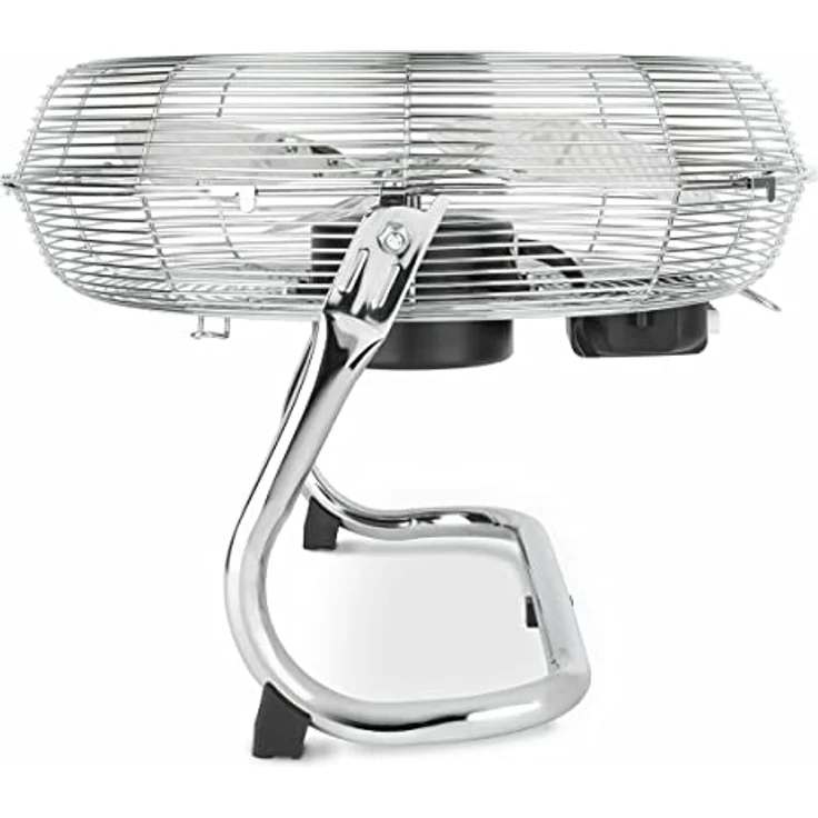 H.Koenig JOE32 Bodenventilator | leise | verchromtes Metall| 45 cm Durchmesser | 3 Geschwindigkeitsstufen| verstellbarer Neigungswinkel| Haus, Büro, Garage| rutschfeste Füße| 100 W – Bild 4
