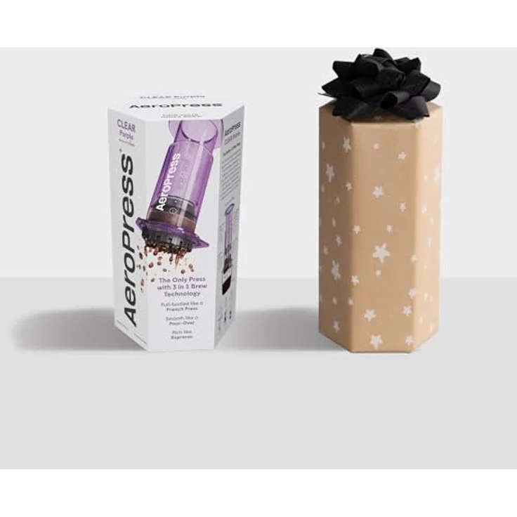 AeroPress Clear Violette Kaffeepresse – 3-in-1 Kaffeemaschine kombiniert French Press & Espresso – Vollmundiger Kaffee ohne Bitterkeit – Tragbare Mini-Kaffeemaschine für Camping & Reisen, Violett – Bild 5