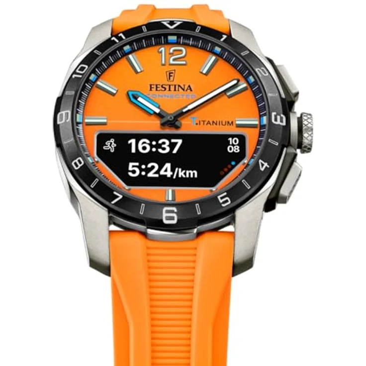 Festina Herrenuhr F23000/7 Connected D Titan silberfarben orange Kautschukarmband – Bild 2