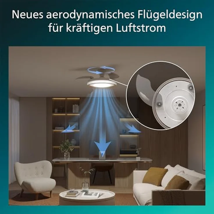 Philips Bliss Deckenventilator, 106 cm mit LED-Licht, 4.500 Lumen, einziehbare Flügel, dimmbar, gold – Bild 3