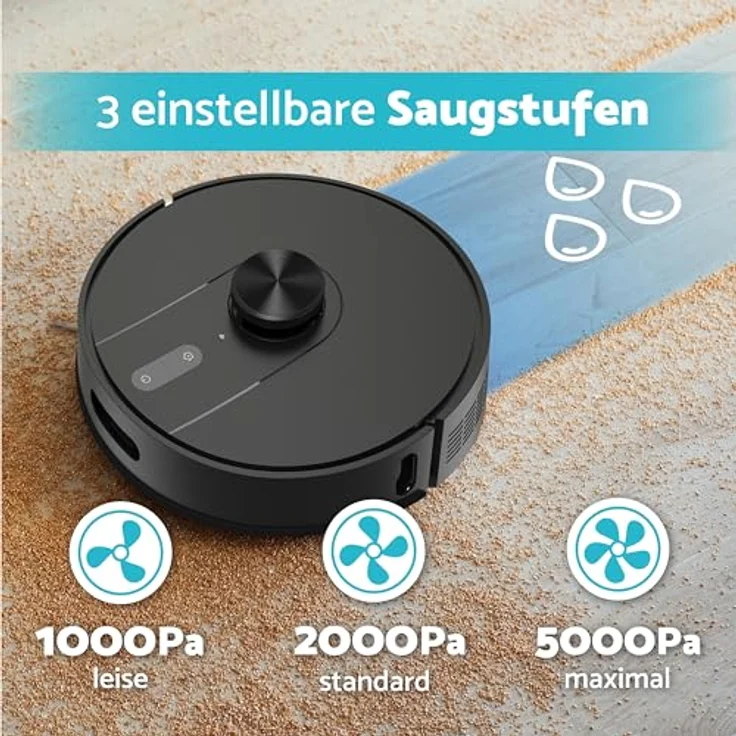 aeco VacuBot X5 Saug- & Wischroboter (5000Pa Saugkraft, LDS Navigation, 120m²Saugbereich, 100m²Wischbereich, 160min Akkulaufzeit, 18mm Hindernisüberwindung, Fernbedienung/App-Steuerung) – Bild 5