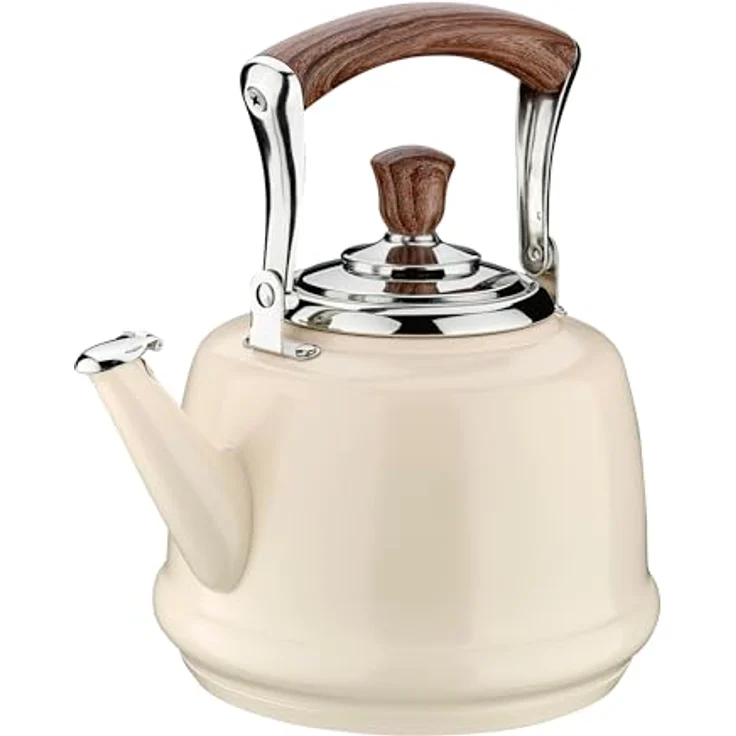cilio Wasserkessel BIANCO | 2-Ton-Flöte | Teekessel Induktion | Kapselboden Ø 14,5 cm | Inhalt 2 L | Edelstahl lackiert – Bild 1