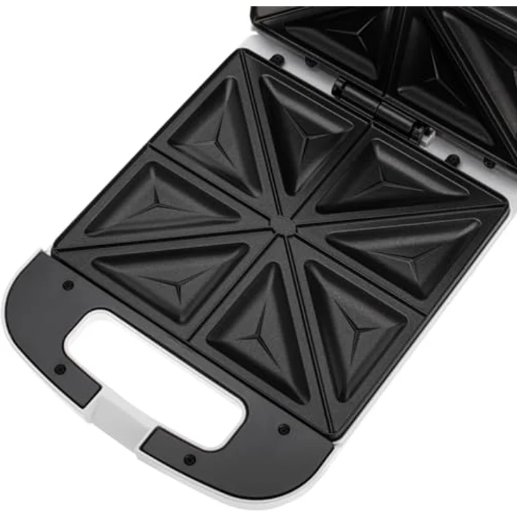 Adler AD 3055w Sandwichmaker, Sandwichtoaster für 4 Sandwiches mit Antihaftbeschichtung und Cool-Touch-Griff, weiß – Bild 6