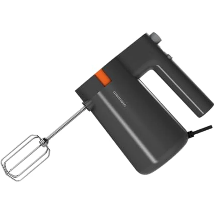 Grundig HM 5320 Handmixer, 425 W, 5 Geschwindigkeitsstufen + Turbostufe, Edelstahl-Aufsätze, spülmaschinengeeignet, grau/terracotta – Bild 2