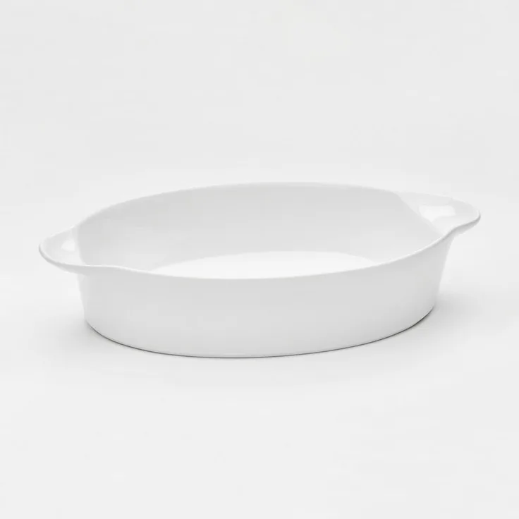 van Well Auflaufform oval, 35 x 23 x 6,7 cm, Porzellan, weiß glänzend, spülmaschinen- und mikrowellengeeignet