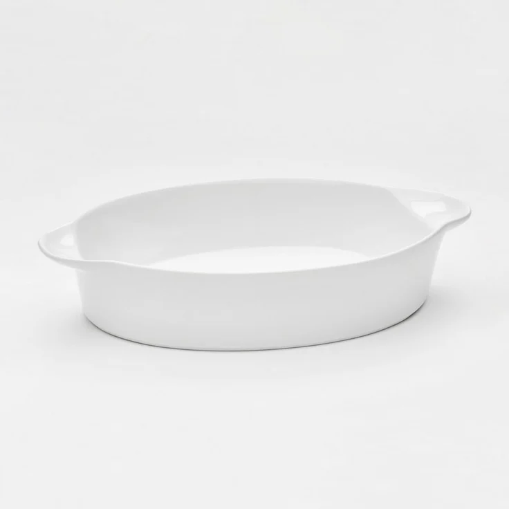 van Well Auflaufform oval, 35 x 23 x 6,7 cm, Porzellan, weiß glänzend, spülmaschinen- und mikrowellengeeignet