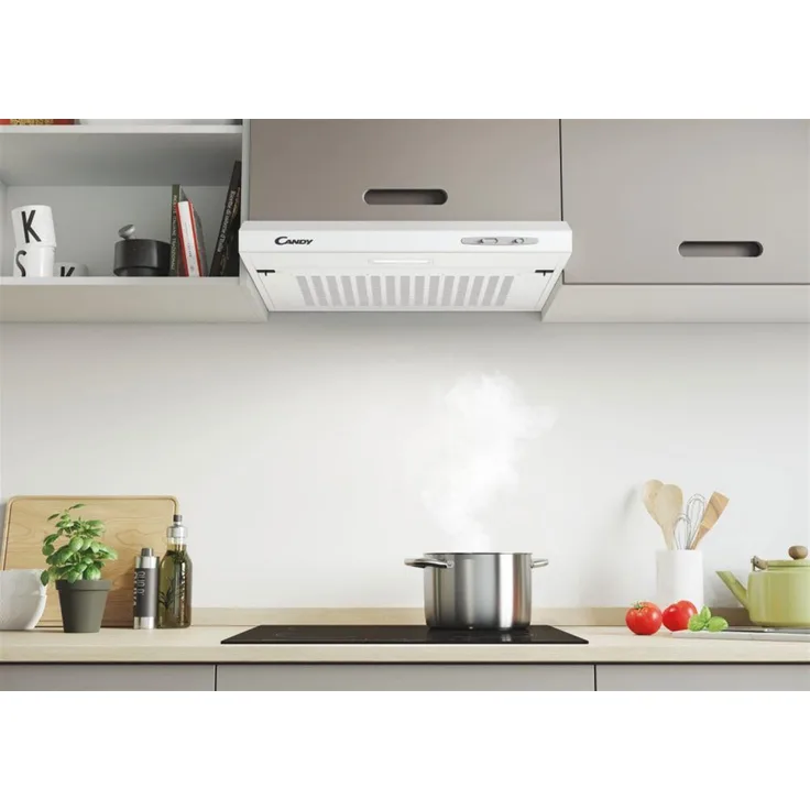 Candy CFT610/4W/1 Unterputz-Dunstabzugshaube, weiß, 209,7 m³/h, Energieeffizienzklasse C, Umluft- und Abluftbetrieb