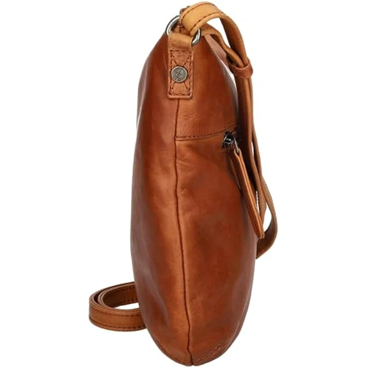 The Chesterfield Brand Redding Umhängetasche, Cognac, 100% Leder, verstellbarer Schulterriemen, 24x23x2,5 cm, mit Zipperfächern – Bild 3