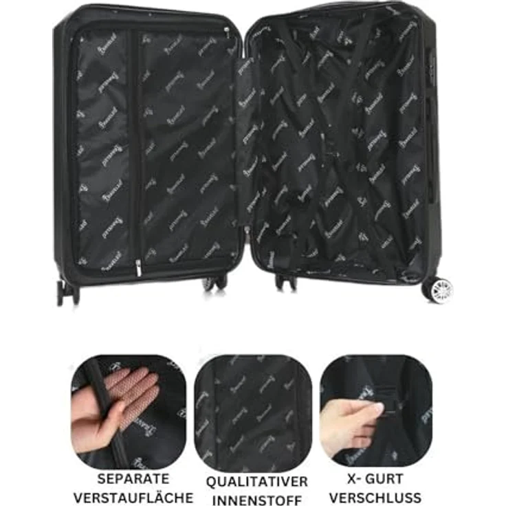 COFI 1453 4 tlg Reisekoffer Hartschale Trolley Set Handgepäck Gepäck Grau – Bild 4