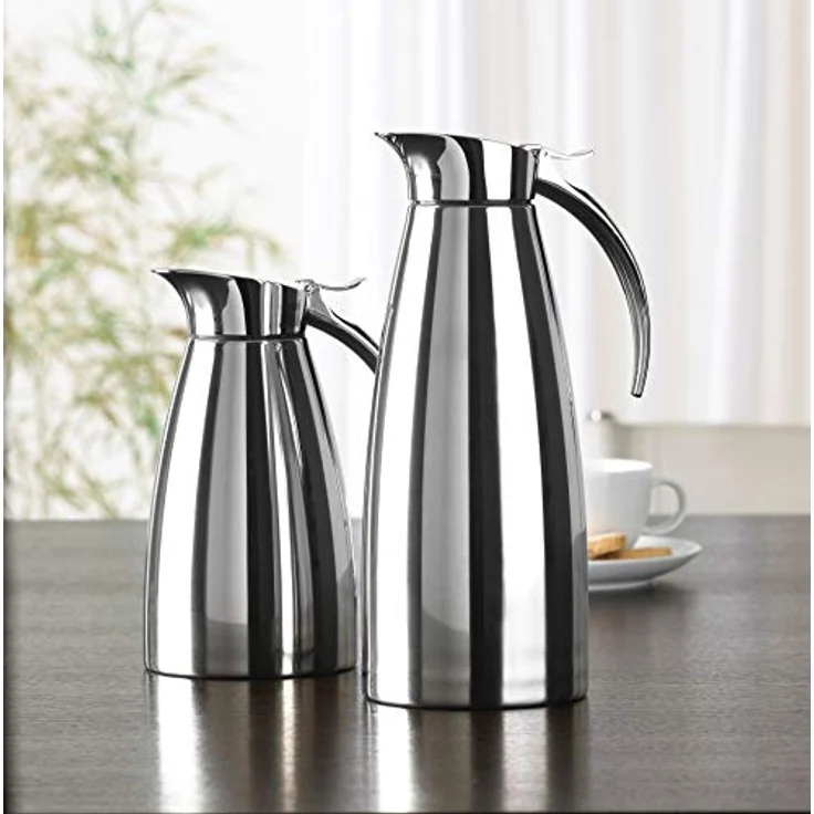 Emsa 502489 Isolierkanne, Edelstahl, 1 Liter, Easy Open Verschluss, Eleganza – Bild 2