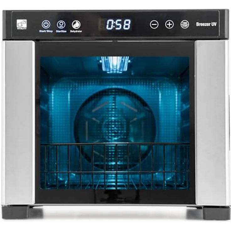 G21 Dörrautomat/Obsttrockner G21 Breezer mit UV-Funktion, Edelstahl, 650 W, Zeitschaltuhr, Digitale Temperatureinstellung: 35–75 °C, 6 Trockenplatten, 6 Feinsieben – Bild 2
