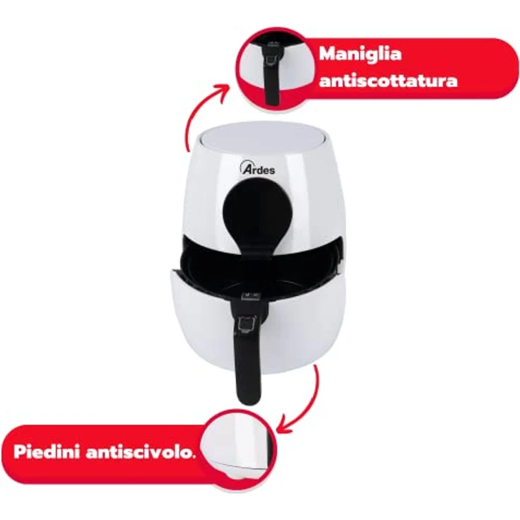 ARDES - ARAMFRY34 Heißluftfritteuse Fassungsvermögen 5 Liter Air Fryer Klein mit Touchscreen-Digitalanzeige und Timer 60 Minuten Technologie Rapid Air Modell Friggisaba Maxi – Bild 4