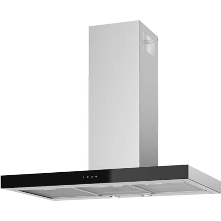 Oranier Wandhaube 90 cm Edelstahl - breite Abluft Dunstabzugshaube mit Glasfront - Abzugshaube mit 3 Leistungsstufen - weiße LED Anzeigen - SIRIA90E1