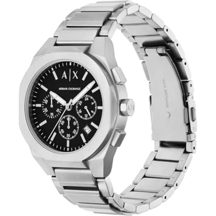 Armani Exchange AX4186, Chronograph Edelstahl Herrenuhr mit schwarzem Ziffernblatt, silber, 42 mm – Bild 2