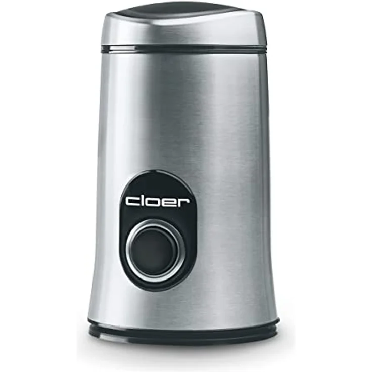 Cloer 7579 Elektrische Kaffeemühle, 150 W, für bis zu 50 g Kaffeebohnen, mattiertes Edelstahlgehäuse – Bild 1