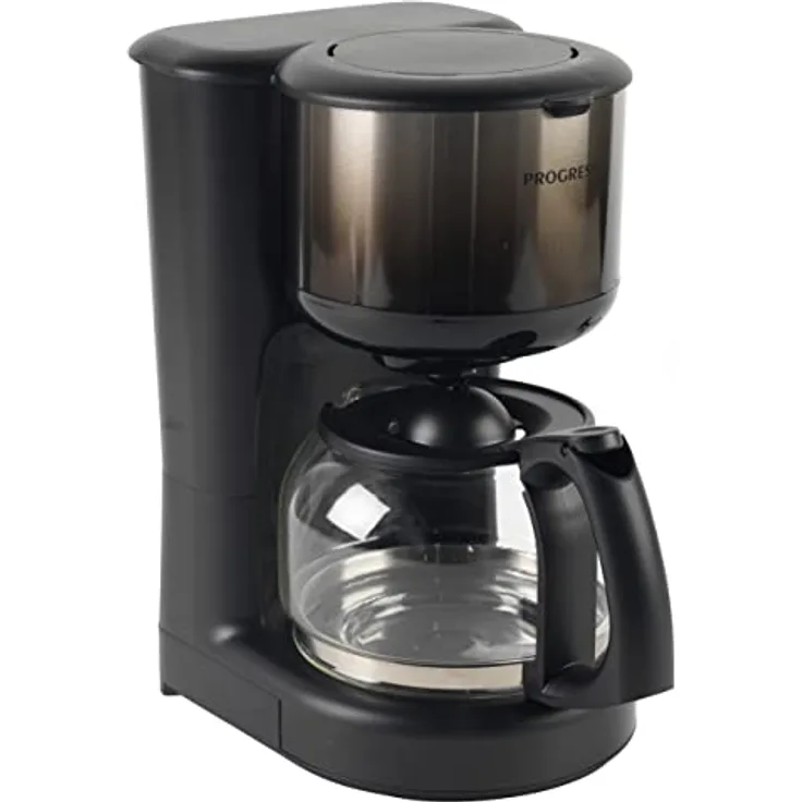 PROGRESS EK4068PBLK-VDE Ombre Kaffeemaschine mit Glaskanne und herausnehmbarem Filtereinsatz, für bis zu 10 Tassen, 1,25 l, Tropfschutz- und Warmhaltefunktion, 870 W, schwarz