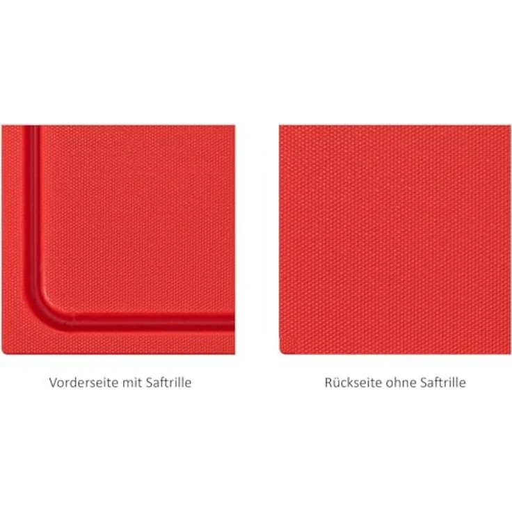 MUVELL stabiles Schneidebrett Kunststoff Spülmaschinenfest, EXTRA dick, messerschonend | HACCP rohes Fleisch Küchenbrett | Schneidbrett mit Saftrille (Rot, 45x30x2 cm) – Bild 5