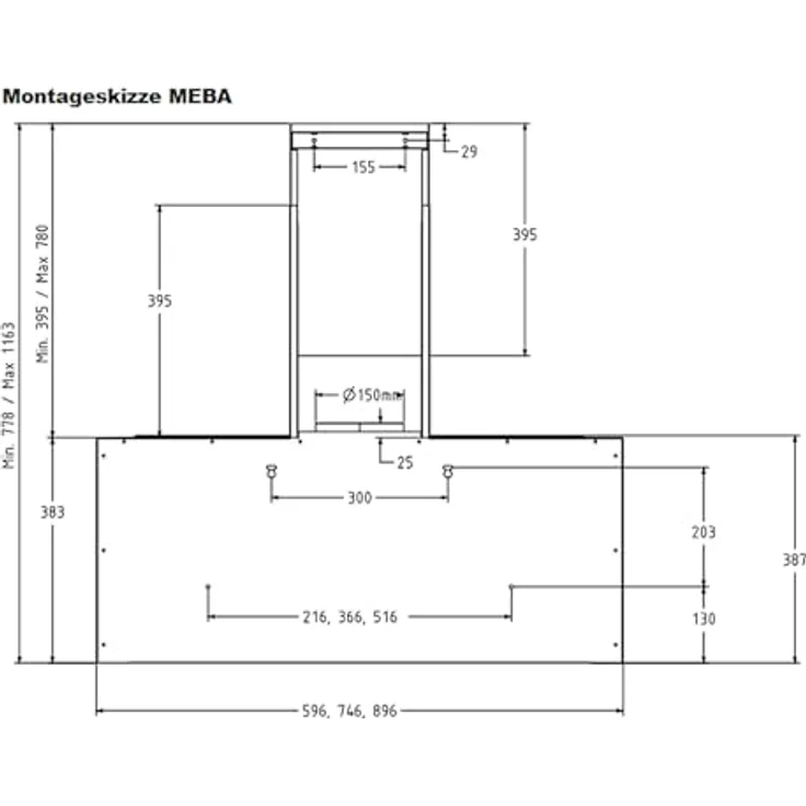 Oranier MEBA902 Kopffrei-Wandhaube 90 cm, schwarze Abluft Dunstabzugshaube mit 3 Leistungsstufen, Touch-Control und LED Anzeige in Weiß – Bild 4