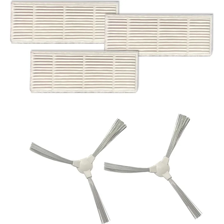 Lykke Zubehörsatz für Saugroboter Pro 1000, 4x Seitenbürsten, 3x waschbare HEPA-Filter
