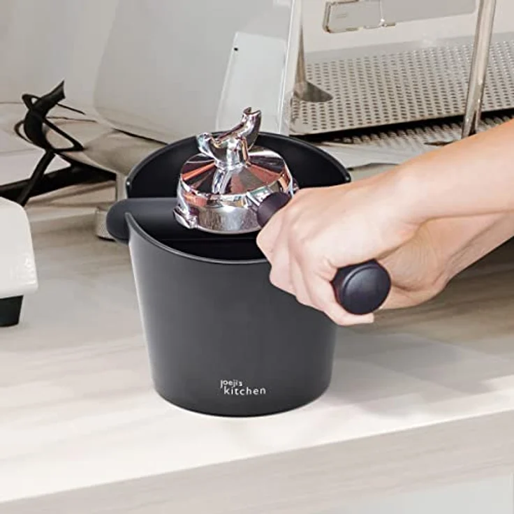Joejis Abklopfbehälter Klopfbox für Siebträger Zubehör Maschinen Espresso - Knock Box Abschlagbox für Kaffeesatz - Kaffee Abschlagbehälter Barista - Schwarz – Bild 5