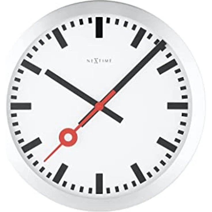 NEXTIME Wanduhr 3998 (im ikonischen Bahnhofsuhr Design, geräuschlos, Aluminium, Ø19.0cm) – Bild 3