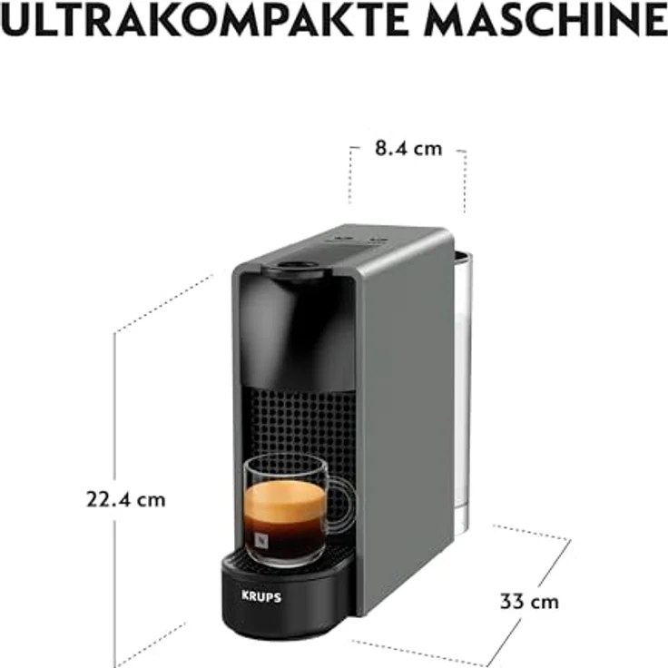 Krups Nespresso XN110B Essenza Mini Kaffeekapselmaschine, 1260 Watt, grau, 0,7 Liter – Bild 5