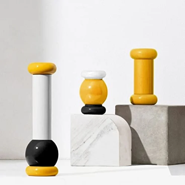 Alessi ES19 1 Salz-/Pfeffer-und Gewürzmühle aus Buchenholz, gelb 100 Values Collection, Steel – Bild 2
