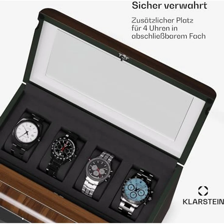 Klarstein Uhrenbeweger Valmont 6+4, eleganter Uhrenkasten für 10 Automatikuhren mit Touch-Panel und Key Lock, schwarz – Bild 7