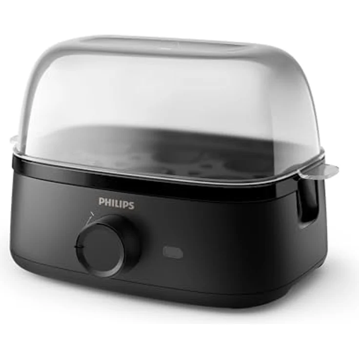 Philips Eierkocher 3000-Serie, Familiengröße, bis zu 6 Eier (weich, mittel, hart, pochiert), Leicht zu reinigen, Zubehör Pochierschale und Eierstecher, 400 W Leistung, Kompaktes Design (HD9137/90) – Bild 1