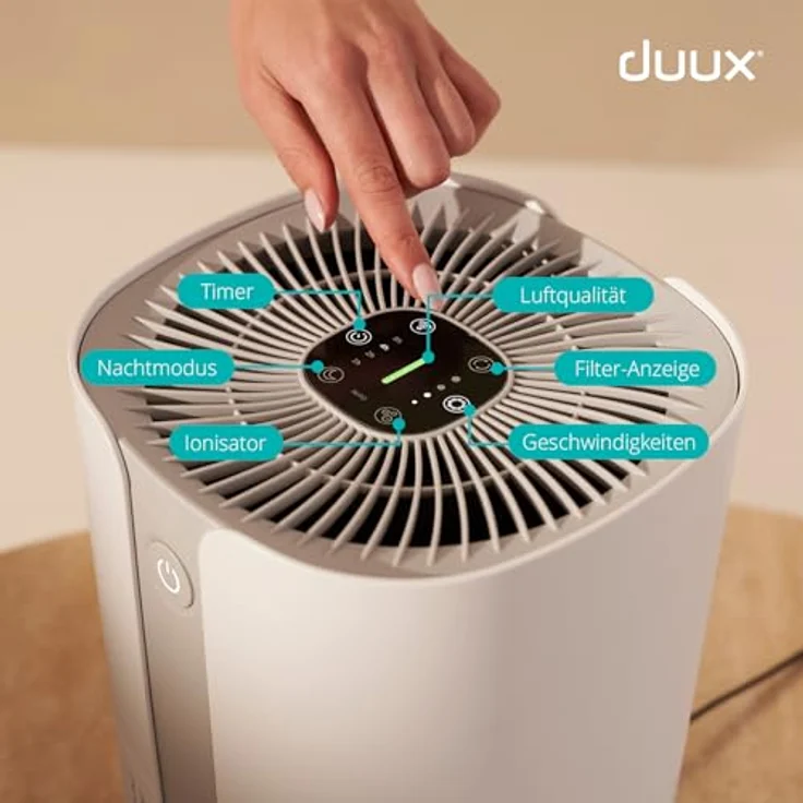 Duux Bright 2, Smart Luftreiniger mit 210 CADR, automatisierter Luftqualitätsanzeige, Ionisator und 99,97% Filterung bis 42m² - Weiß – Bild 4