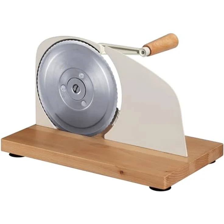 ZASSENHAUS Allesschneider PURE, manuelle Brotschneidemaschine mit Wellenschliffmesser, creme, stufenlos einstellbare Schnittstärke 1-20 mm, inkl. Saugfüße und Tischklemme – Bild 2