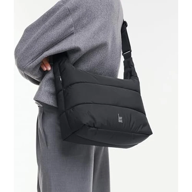 GOT BAG Puffer Square Bag Large Monochrome, vielseitige Handtasche aus recycelten Materialien, Schwarz, leicht und strapazierfähig – Bild 4