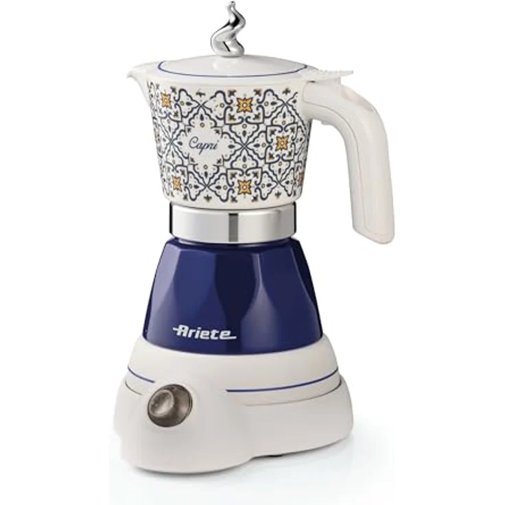Ariete 1358 Capri Moka Aroma, Elektrische Espressokanne für gemahlenen Kaffee, 400 W, Weiß-Blau – Bild 3