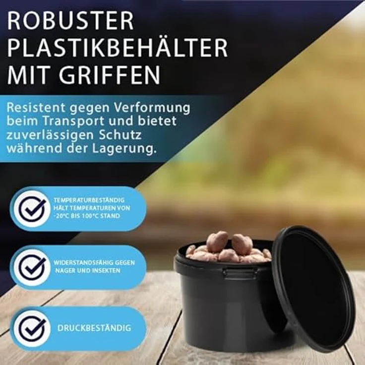 BenBow Eimer mit Deckel 0,5L Schwarz BSR- luftdicht Lebensmittelecht BRC- auslaufsicher – Bild 2