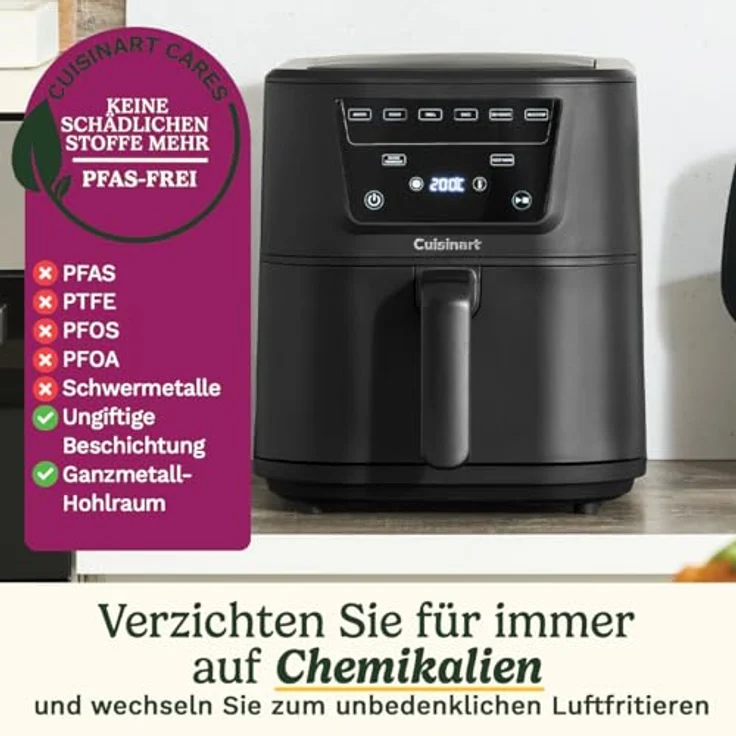 Cuisinart XL 7,6L Heißluftfritteuse 7-in-1, PFAS-frei, spülmaschinenfest, 2000 W, für Frittieren, Braten, Grillen, Backen, Dörren, Max Crisp und Warmhalten – Bild 3