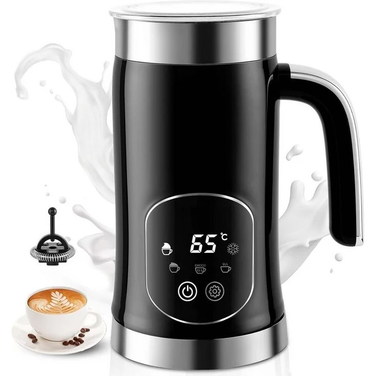 TUWENA Milchaufschäumer 5 in 1, Elektrisch mit 350 ml Kapazität für Heißer und Kalter Milchschaum, Heiße Schokolade, Latte und Cappuccino