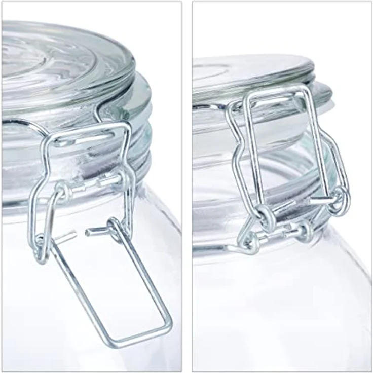relaxdays Einmachglas 3 Liter, Glas mit Bügelverschluss und Gummidichtung, transparent – Bild 6