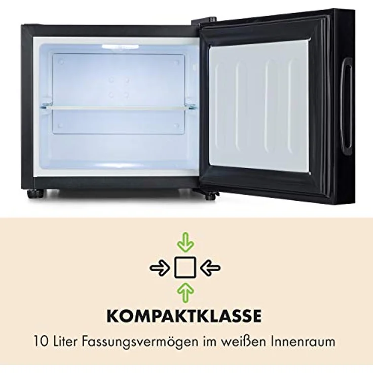 Klarstein Frosty Mini-Kühlschrank, 10 Liter, schwarz, mit Spiegelglastür, geräuscharm und stufenloser Temperatureinstellung 12-18 °C – Bild 5