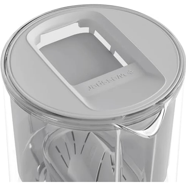 Wessper Crystaline Wasserfilterkanne aus Glas 3L, kompatibel mit Brita Maxtra, inklusive 1 Wasserfilter-Kartusche, reduziert Kalk und Chlor, Grau – Bild 4