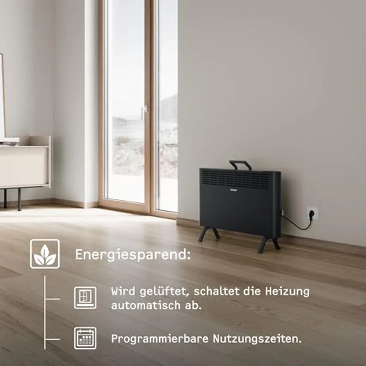 Stiebel Eltron neue Elektroheizung energiesparend Standgerät CNS-B 2000 Plus LCD move 2kW Schwarz TÜV geprüft Wochentimer – Bild 4